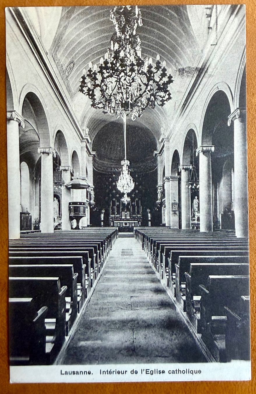 Cartoline postali: Lausanne - Interieur église catholique 1930 – Usato da Lutry venduto da Ediego