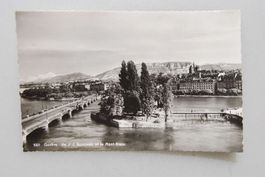 AK Genève Ile J.J. Rousseau et le Mont Blanc