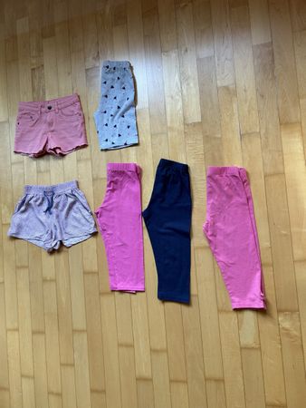 Für Girls: 3 verschiedene 7/8 Leggins + 3 Shorts, Gr.140