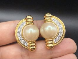 Vintage-Ohrringe Cabouchon Paris - Goldfarben
