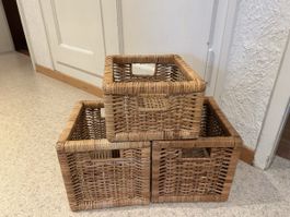 3 Aufbewahrungskörbe aus Rattan 