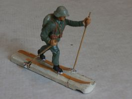 Elastolin Skifahrer Ski Heil Militär Andermatt Lineol selten