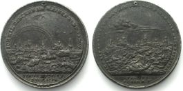 NÜRNBERG Flut 1784 Medaille v. Johann Christian Reich, Zinn