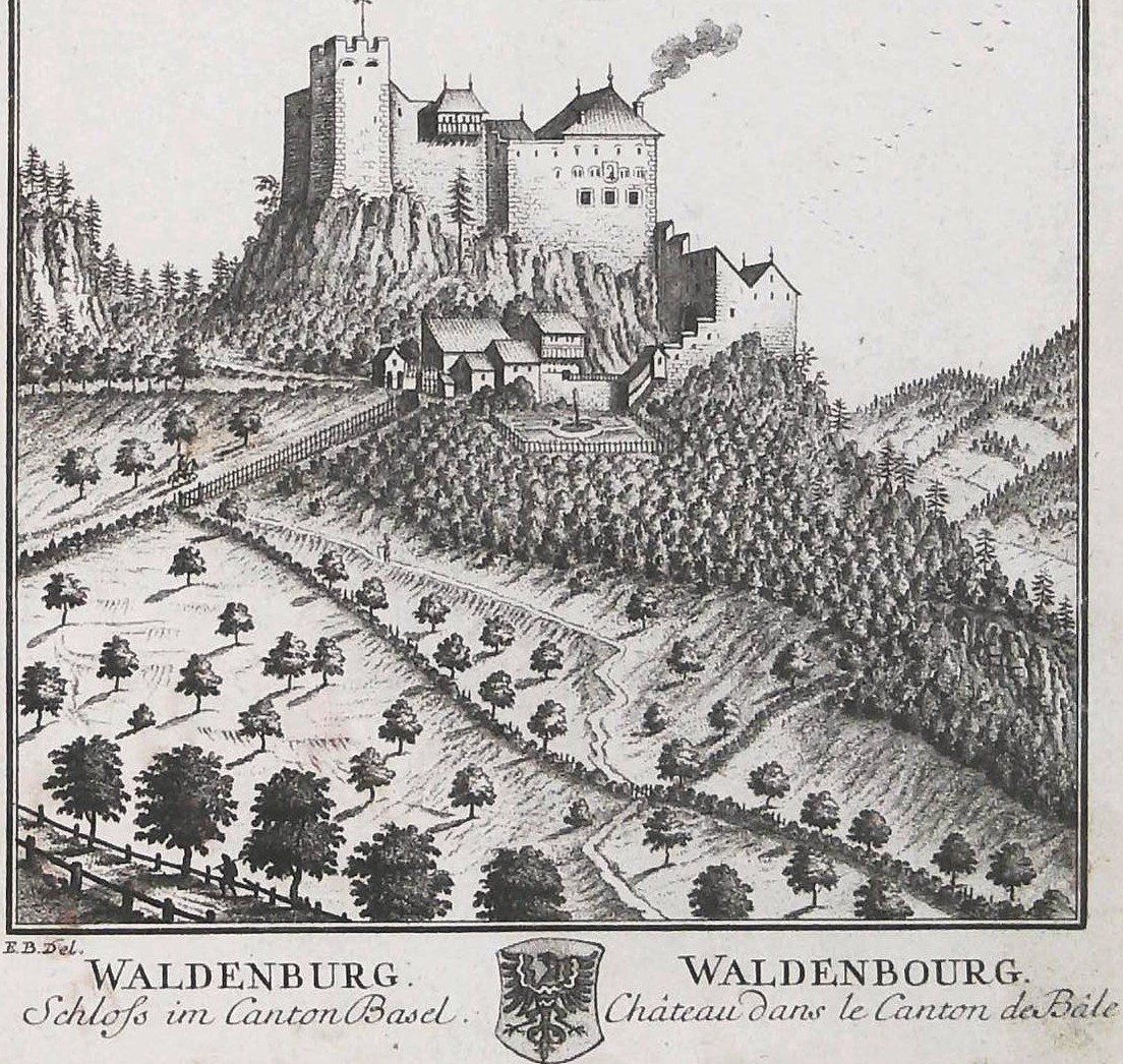 Stiche: Waldenburg  von Herrliberger 1756 – Gebraucht aus Rafz von Helvet32 1