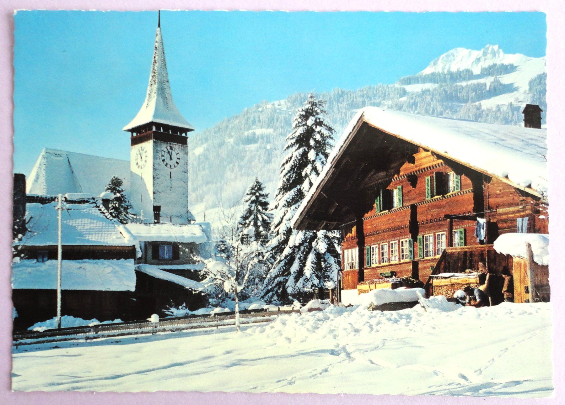 Cartoline postali: Kirche Frutigen im Winter – Difettoso da Fétigny venduto da Billy2miny