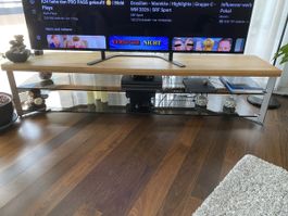 Modernes TV-Möbel, Massivholz Eiche, Glasböden, Top Zustand