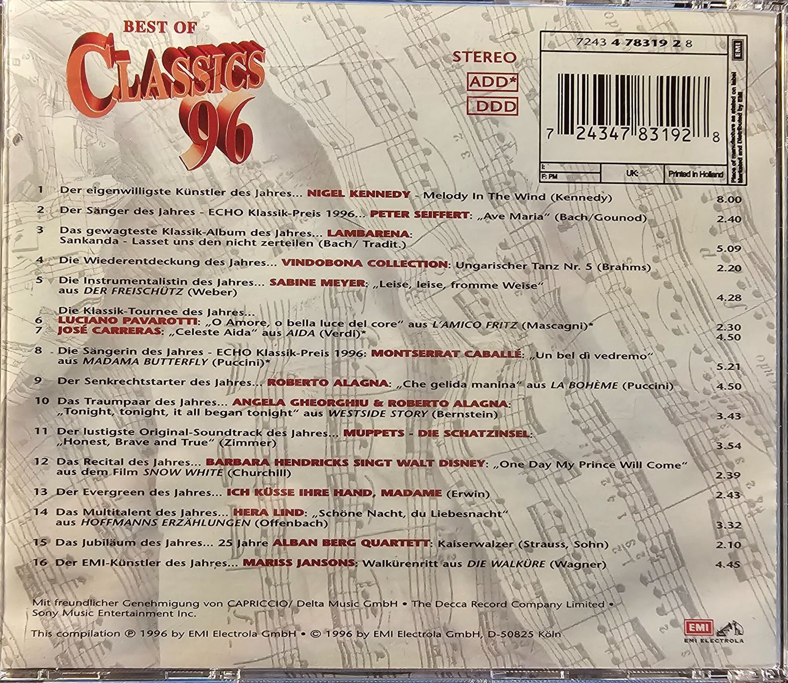 CDs: Various – Best Of Classics 96 – Gebraucht aus Wahlen b. Laufen von Cg10 1