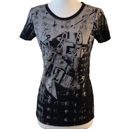 Y2K Grunge Just Cavalli T-Shirt mit Aufdruck, Größe S/M