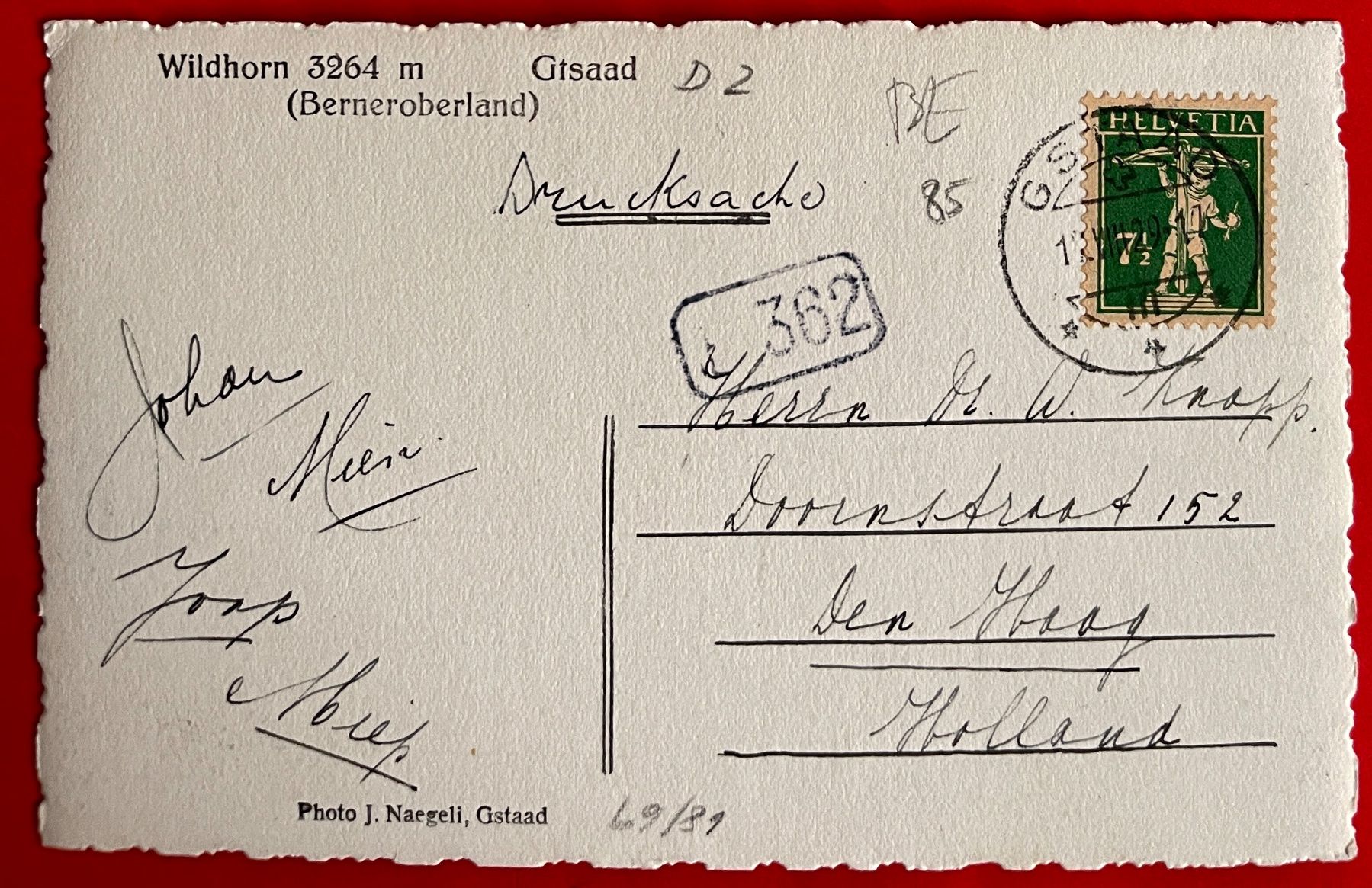 Ansichtskarten: GSTAAD - 1929 – Gebraucht aus Lutry von Ediego 1
