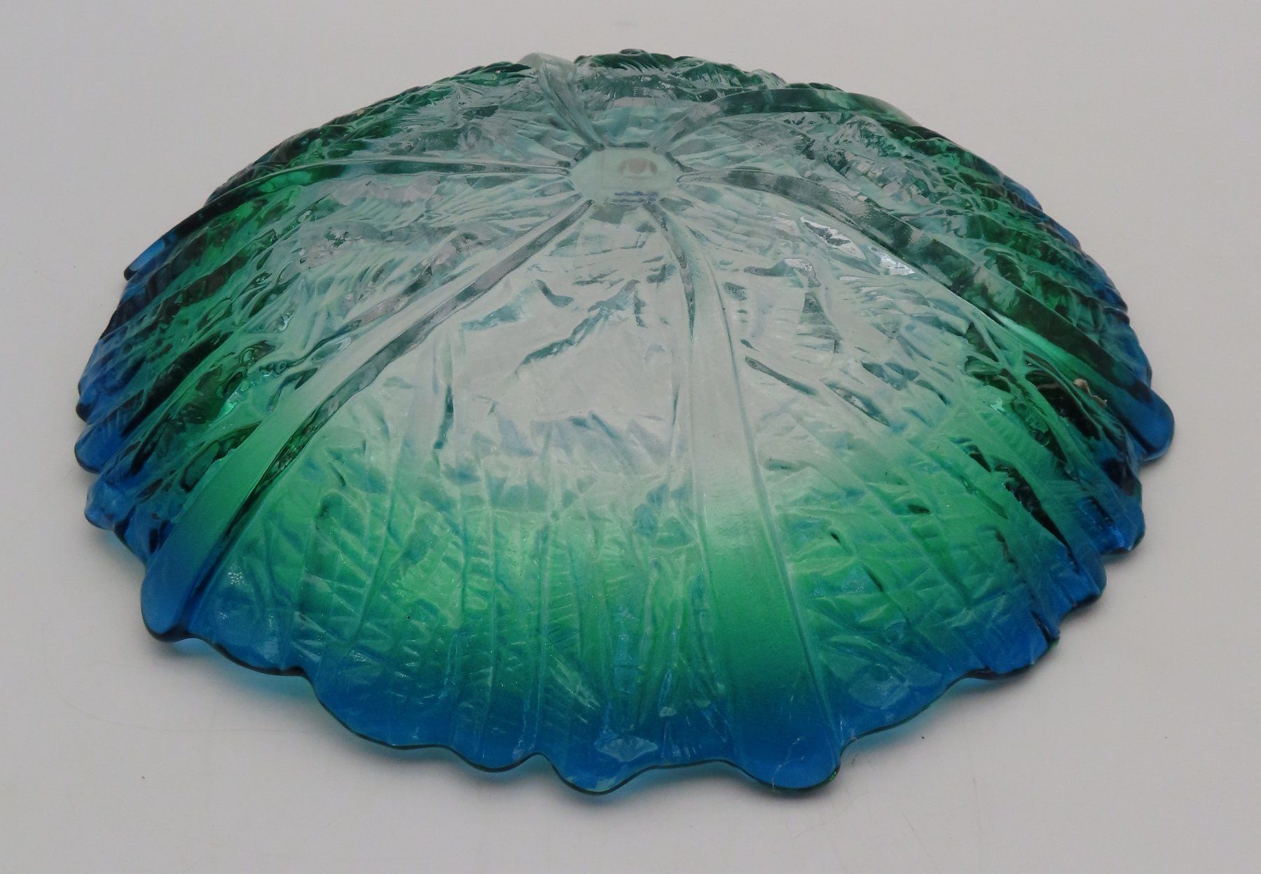 Walther Glas Ciotole: Blau-grüne Waltherglas Obstschale – Usato da Reinach BL venduto da WBZ-Flohmarkt 6