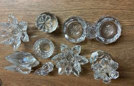 Kristallfiguren Set, Bleikristall, 9-teilig, Vintage Deko