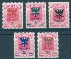 ALBANIEN, ADLER-AUFDRUCK VON 1920 AUF 5 Werten - POSTFRISCH!