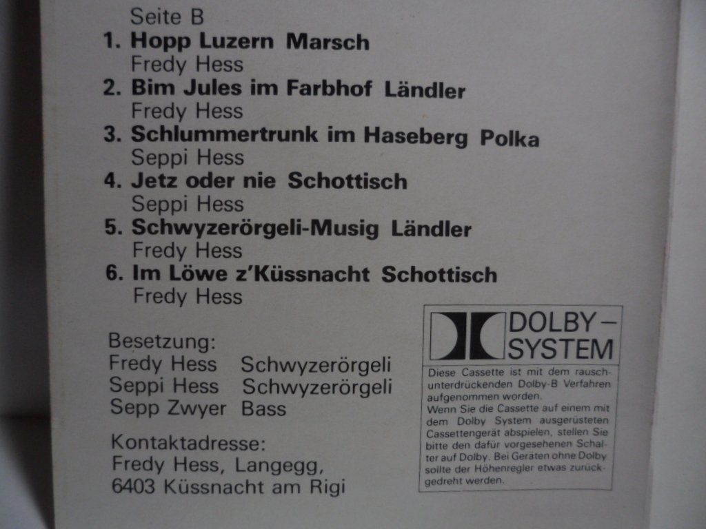 Kompaktkassetten: Schwyzerörgeliduo   HESS BUEBE  Küssnacht – Gebraucht aus Langnau i. E. von gf2_29jt 2