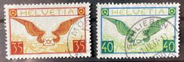 1929 Flugpost F14 und  F15 gestempelt, SBK 205 Fr.