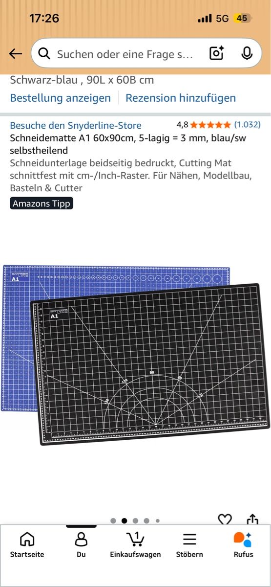 Bastelsets: Schneidematte A1 60 x 90 cm, doppelseitige Bastelmatte – Neu und originalverpackt aus Nussbaumen AG von c.4