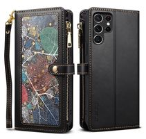 Brieftasche Reißverschluss Schulterriemen für Galaxy S24 S25