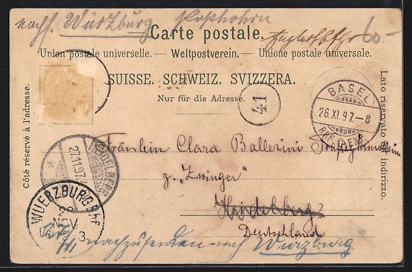 Cartoline postali: Litho Basel, Historisches Museum, Univer – Usato da Berlin venduto da bartko-reher 1