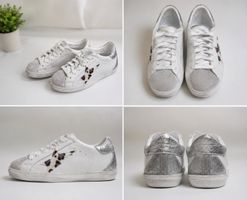 Sneakers 37 vera pelle con stella animalier e dettagli