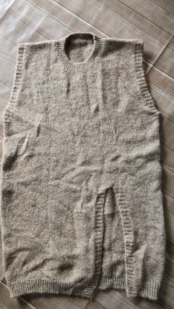 Langer Oversize Pullunder - M - Beige meliert
