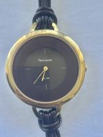 Montre Pierre Lannier Dorée Fond Noir Cuir Lanières Neuve