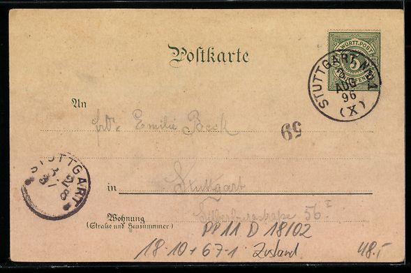 Cancelleria postale: Litho Ganzsache PP11 D18 /02: Stuttgart, – Usato da Berlin venduto da bartko-reher 1