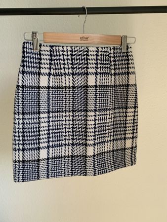 Jupe motifs pieds de poules bleu marine h&m