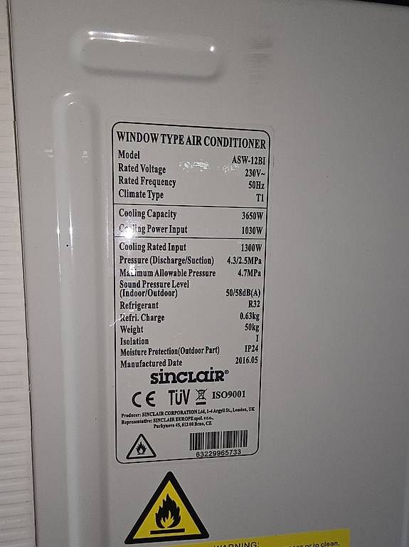 Condizionatori: Sinclair Klimagerät Fenstereinbau 230V – Usato da Selzach venduto da Grievas 1