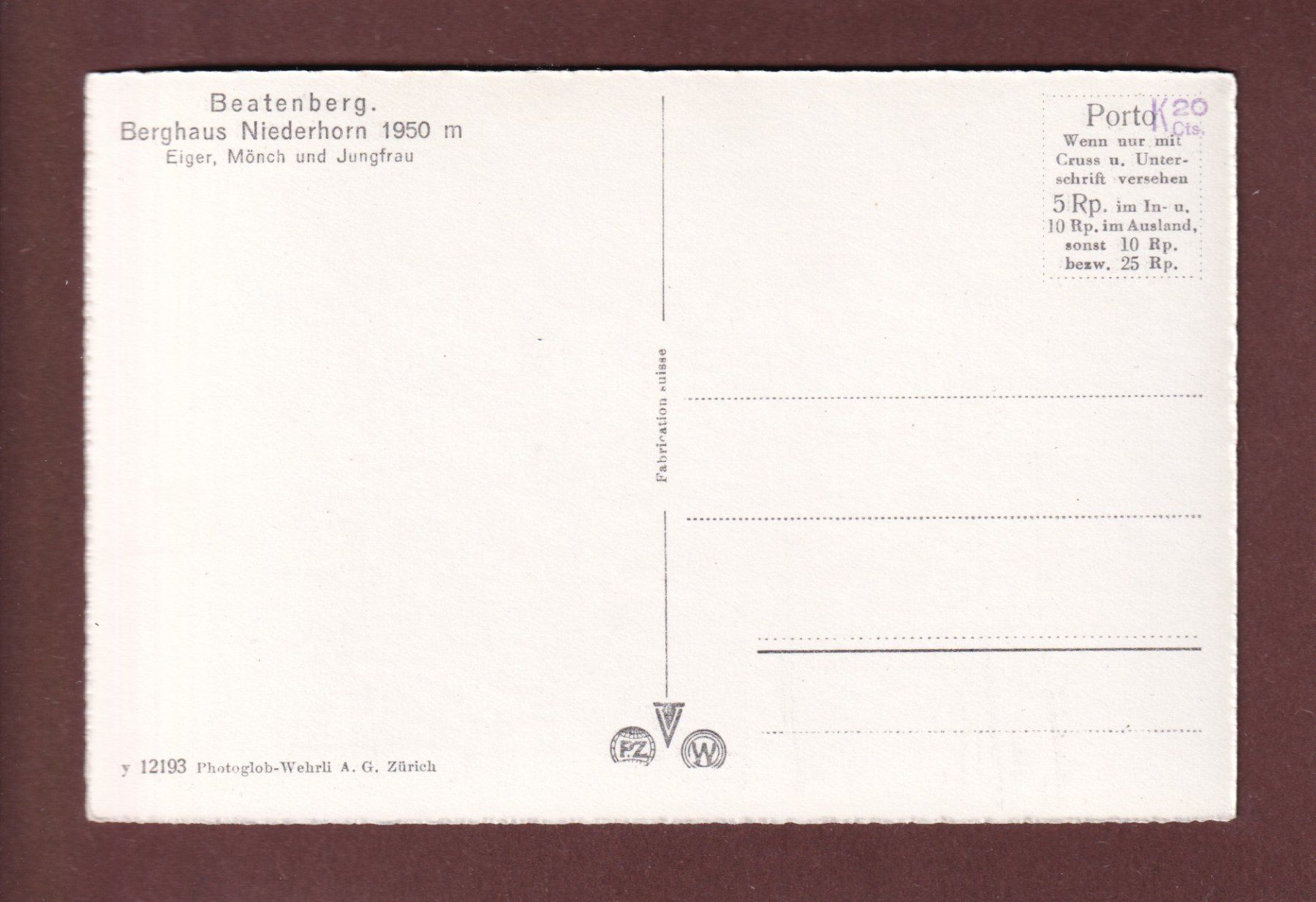 Cartoline postali: BEATENBERG - Berghaus Niederhorn – Usato da Pully venduto da nicecards-shop 1