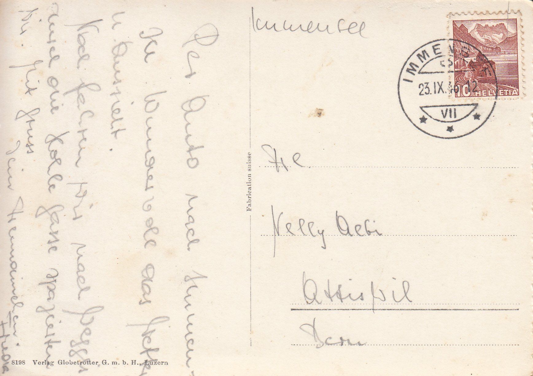 Ansichtskarten: Immensee 1946 – Gebraucht aus Bürglen TG von StampGraf 1