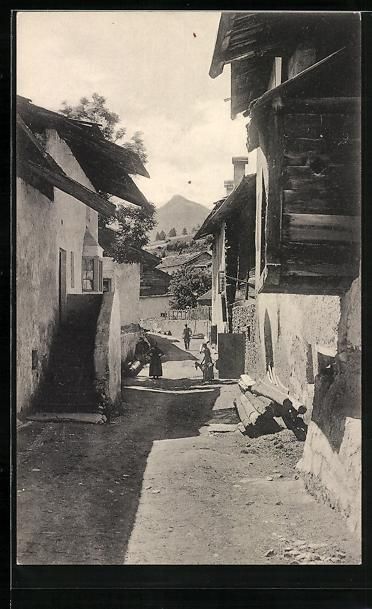 Cartoline postali: Münster /Graubünden, Strasse Dorfgasse – Usato da Berlin venduto da bartko-reher