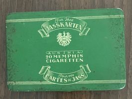 „MEMPHIS“ ZIGARETTEN-SCHACHTEL Austria (Blech) / Jasskarten