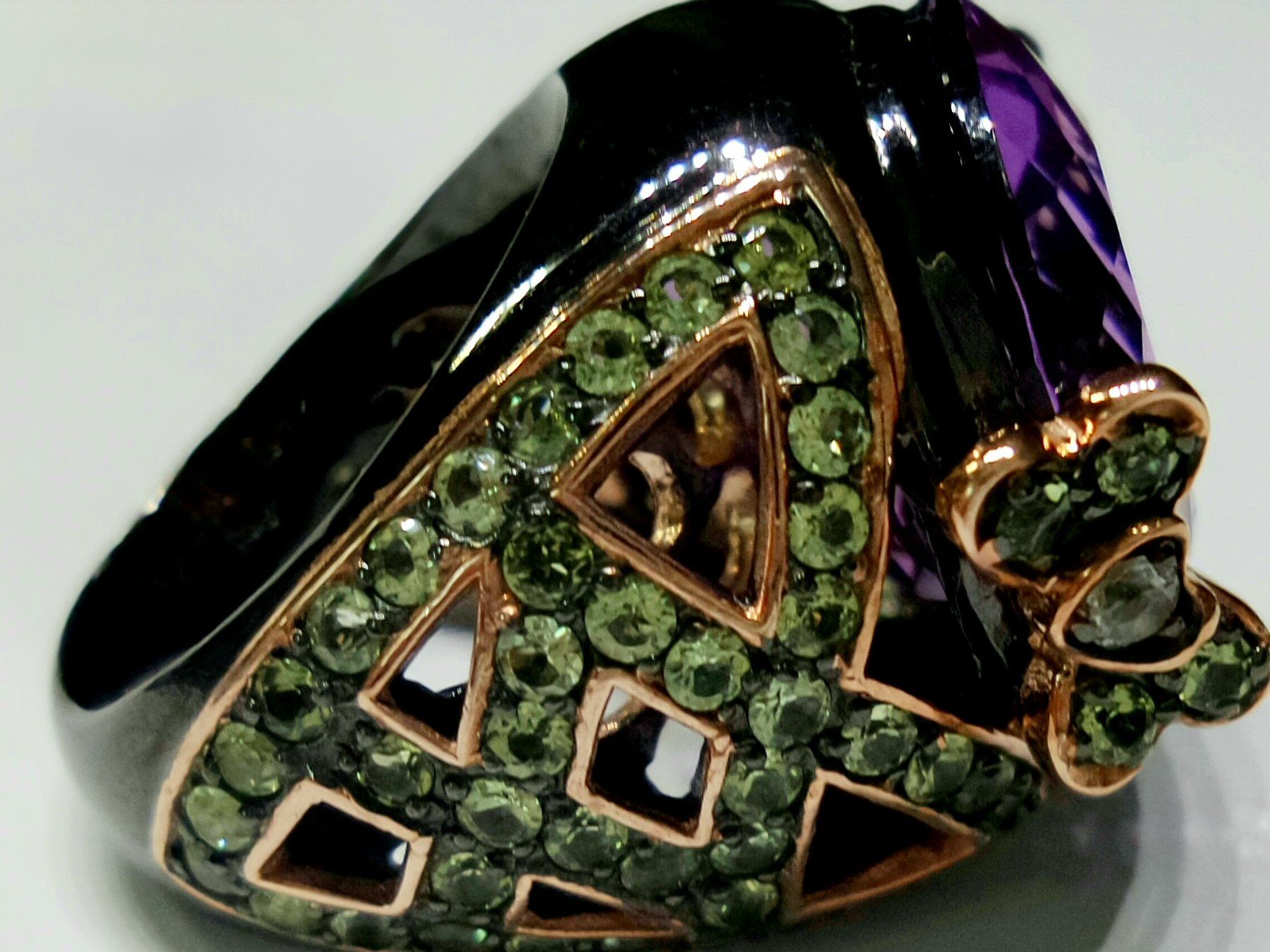 Anelli: Ring mit Amethyst und Peridot, Roségold, Silber – Nuovo (secondo la descrizione) da Zürich venduto da Bieter04 9