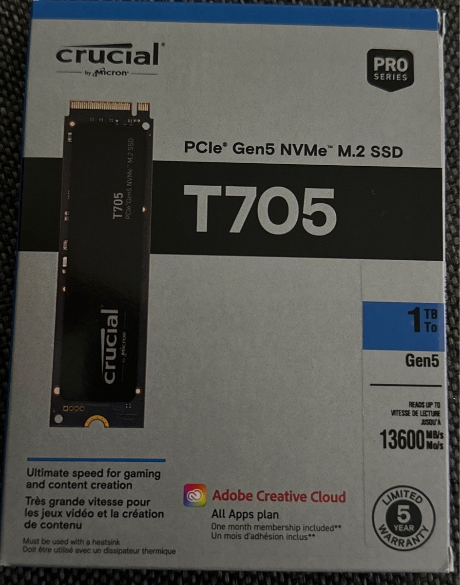 Crucial Dischi rigidi: SSD Crucial T705 Gen5 – Nuovo e nell'imballaggio originale da Rothrist venduto da marcolupiae