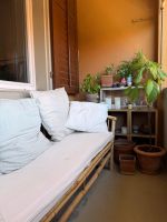 Vintage Bambussofa / 2–3-Sitzer mit Kissen, 170 cm