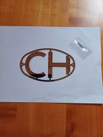 Antikes CH-Schild in Chrom für Oldtimer