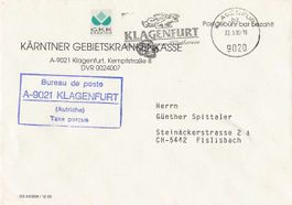 POSTGEBÜHR BEZAHLT - AMTLICH, Brief aus Klagenfurt, ab 1.--