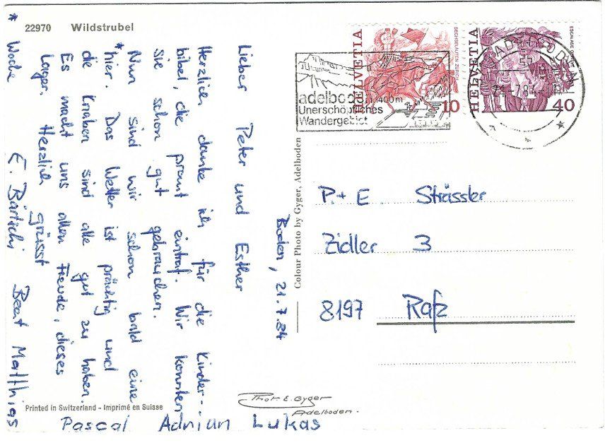 Ansichtskarten: AK Wildstrubel, Adelboden 1978 – Gebraucht aus Rheinfelden von wil_m7gh 1