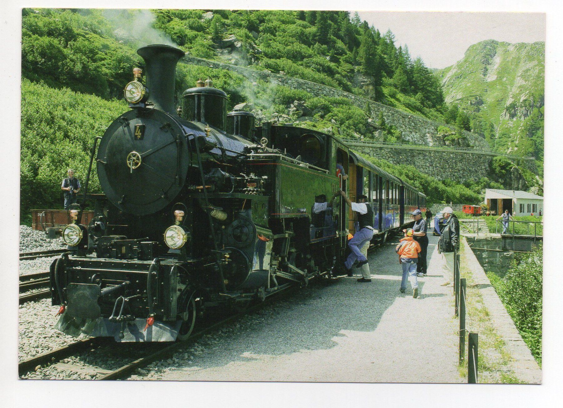 Ansichtskarten: GLETSCH Bahnhof mit Bahn Dampflokomotive – Neu (gemäss Beschreibung) aus Jona von philajona