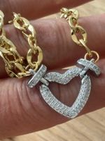 Luxus Elegante Edelsthal Kette Farbe : Gold/ Silber Zirkonia