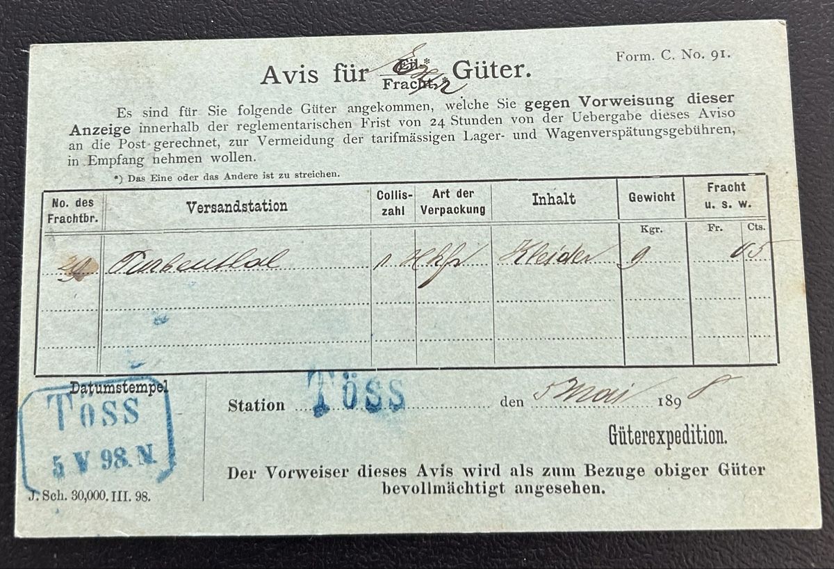 Tutti i francobolli: Avis Karte Töss  – Usato da Horw venduto da Tellbub 1