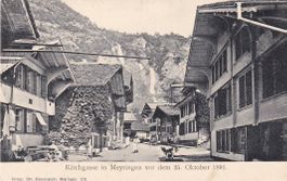 AK Meiringen BE, Kirchgasse vor der Brandkatastrophe 1891