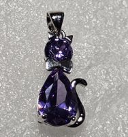 Anhänger „Katze“ aus Amethyst, 925 versilbert