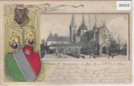 Neuchatel - La Collegiale - Präge-Wappen-Litho