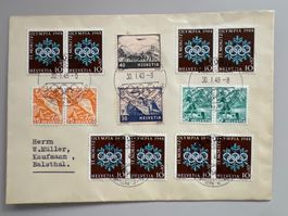 1948 Winter-Olypi. St.Moritz Brief mit W26w 202/204 F27+F28