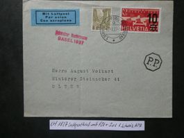 CH 1937 Luftpostbrief mit F21+201 1. Schw.Automobil-Postbüro