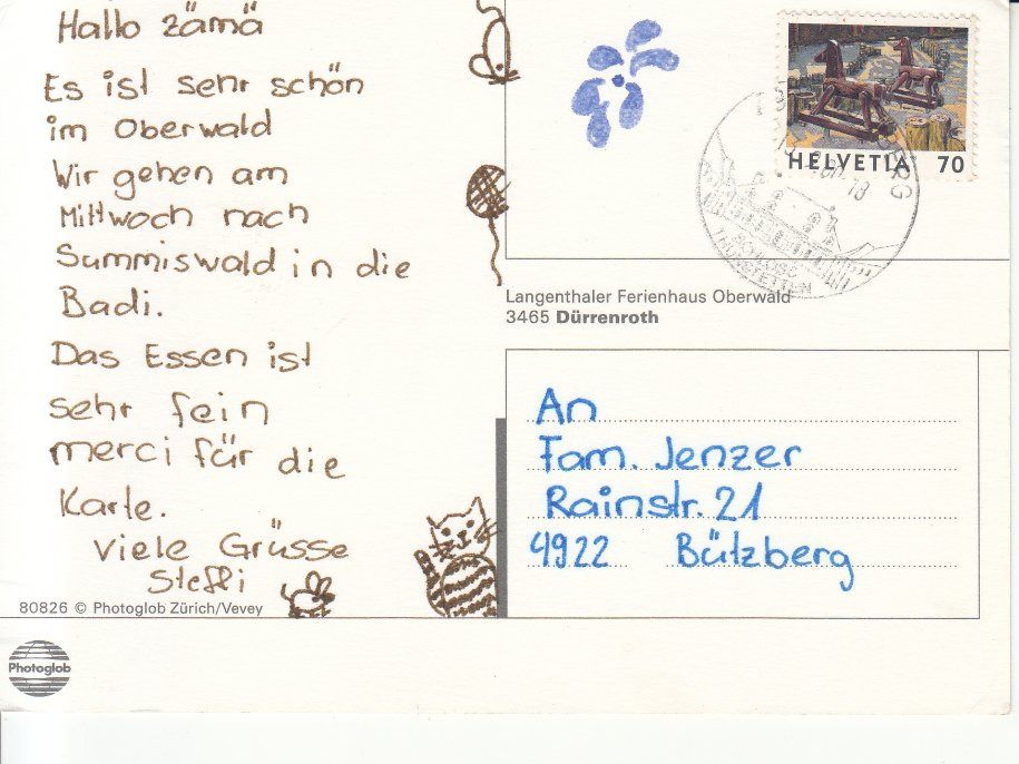 Cartoline postali: Dürrenroth Oberwald 1980 – Usato da Bürglen TG venduto da StampGraf 1