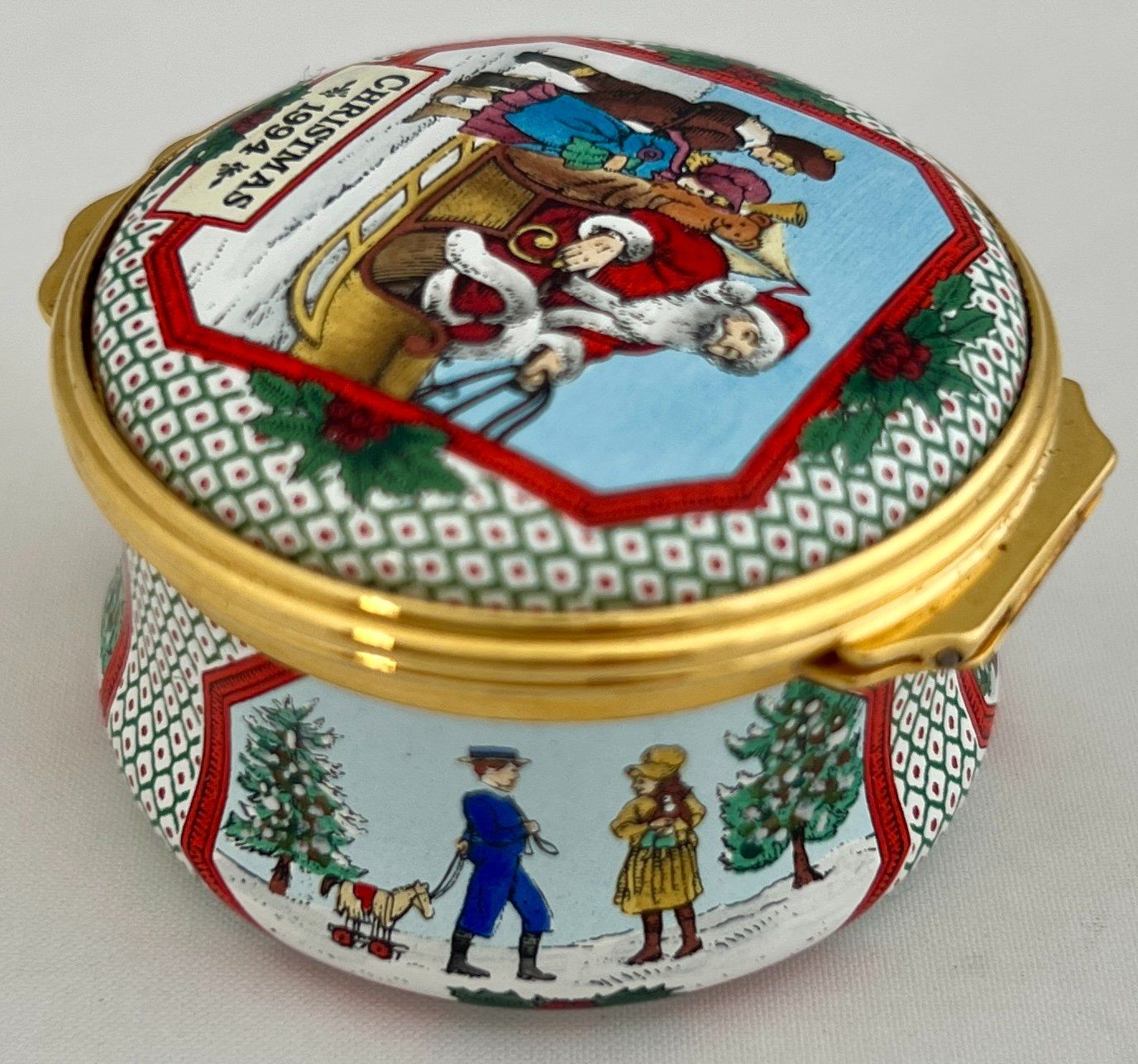 Contenitori & Simili: Halcyon Days Enamels, handbemaltes Weihnachtsdöschen, 1994 – Usato da Zürich venduto da Drahtzug 2