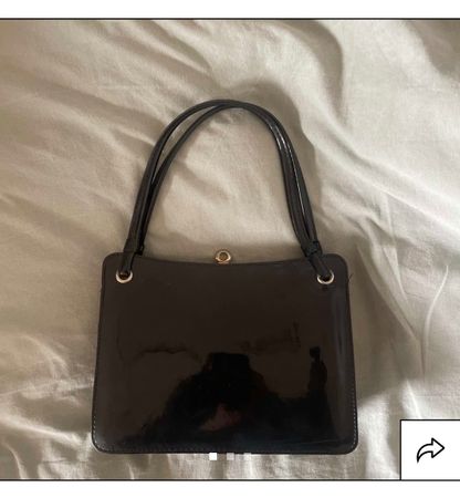 Sac à main verni noir vintage élégant - Parfait état!