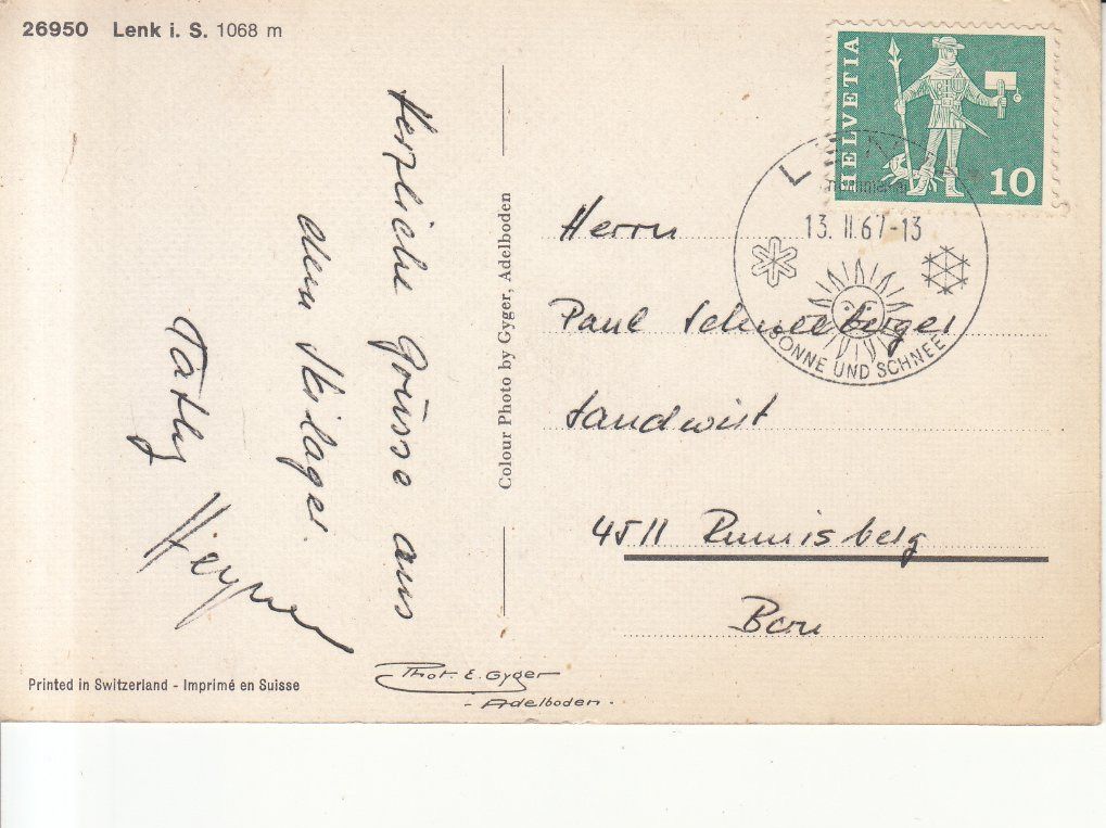 Cartoline postali: Lenk 1967 – Usato da Bürglen TG venduto da StampGraf 1