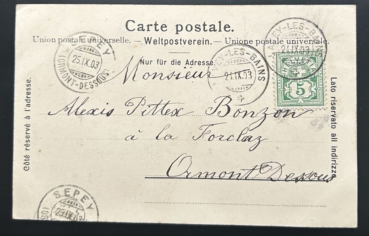 Cartoline postali: Le Bains de Lavey 1903 – Usato da Horw venduto da Tellbub 1